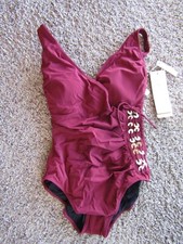 NWT Gottex Classics New Collection V-Neck Wine One Piece Swimsuit Womens Size 8