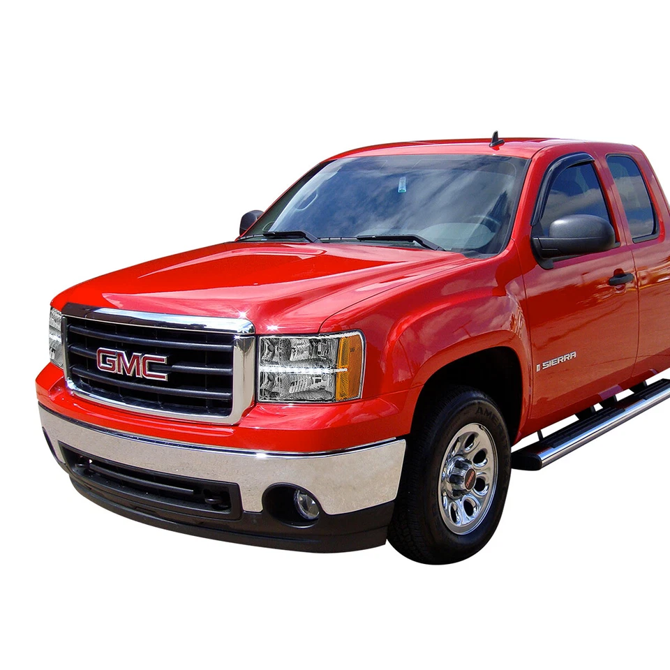 FARÓIS DE CANTO ÂMBAR PARA GMC/SIERRA 07-14 CRYSTY LED CARCAÇA CROMADA/W - Imagem 2 de 4