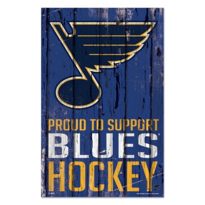ST. LOUIS BLUES ~ (1) Official NHL 11x17 ''Proud to Support'' Wood Sign ~ New!