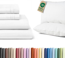 Queen Sheet Set 2 Cotton Pillows - 4 Piece Bedding Set