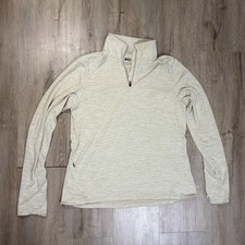 REI 1/4 Zip Pullover Womens Medium Beige Long Sleeve Active Zipper Pocket