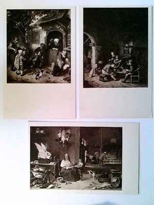 van Ostade, Teniers d.J., ländiche Motive, 3 Künstler AK, ungelaufen, ca. 1910, 