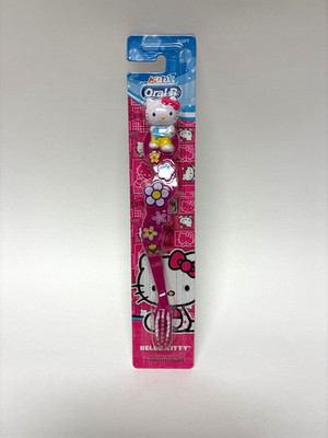 SANRIO HELLO KITTY Oral-B Kid s Toothbrush, Soft Bristles, Pink Flowers | Sealed