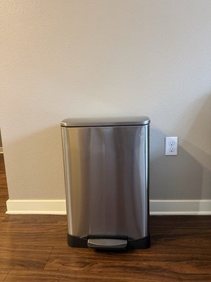 simplehuman Silver Slim Step On Trash Can Removable Lid Matte Large Modern