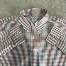 Brooks Brothers Regent Shirt Mens Large 16.5-36 Blue Red Plaid OCBD 100 Cotton