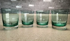 Vintage Beryl Green Bourbon Glasses, Old Fashioned -Thick Bottom Set of 4 GIFT!