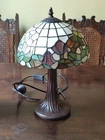 Tiffany Style Replica  Table Lamp Cream Green  Stained Glass flowers