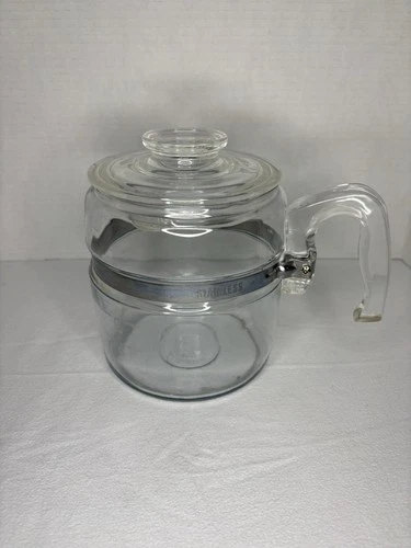 Vintage Pyrex Flamewear Glass Percolator Coffee Pot & Lid only 6Cups. 7756-B USA