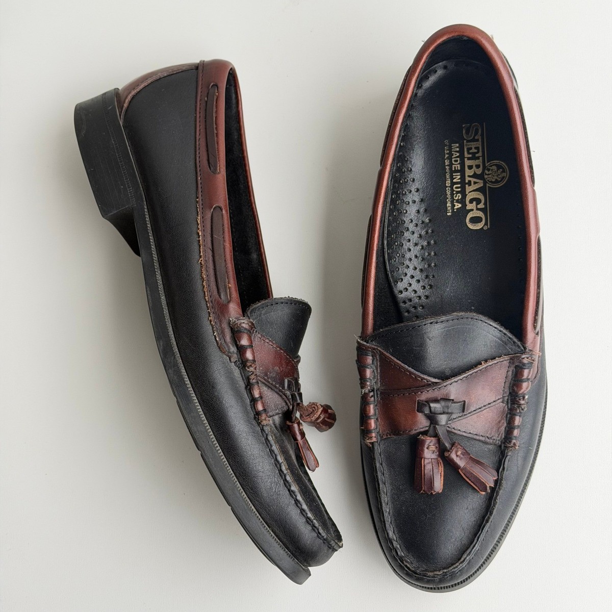Sebago Kiltie Tassel Loafers Women 11 Black Brown Leather  display picture 2