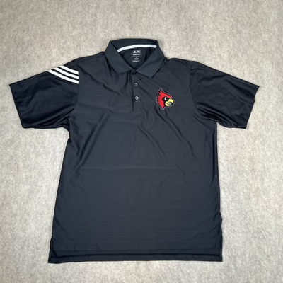 #ad Adidas Climalite Louisville Cardinals Polo Men XL Black With Red Cardinal $19.79