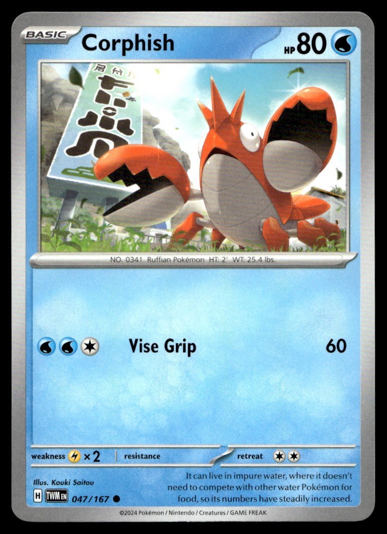 Corphish 47/167 Pokemon Card Twilight Masquerade Common 80 HP NM T7