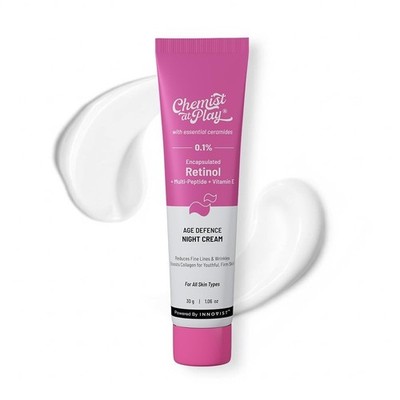 Chemist At Play 0.1%Retinol Night Cream Reduces Wrinkles,Fine Lines &Sunspots30G