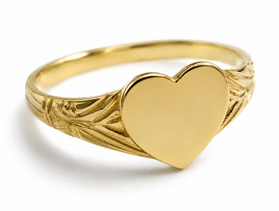 Kaedesigns Solid Genuine New 9ct 9kt 375 Yellow Gold Heart Signet Ring