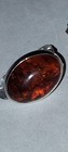 Vintage AD 925 Signed Oval Amber Clip On Earrings — photo 10