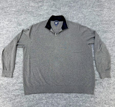Lands End Sweater Men's XXL Fine Gauge Supima Cotton Quarter Zip Gray