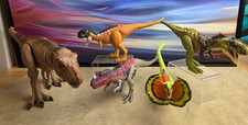 Jurassic Park World Dinosaurs, Lot of 5, T-Rex, Dilophosaurus, Ceratosaurus, Etc