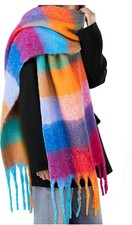 Chunky Scarf for Women Winter - Big Thick Plaid Scarves,Colorful Large Long