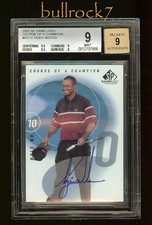 TIGER WOODS 2002 SP Game Used Golf Course of a Champion Hole 10 AUTO SP 42 BGS