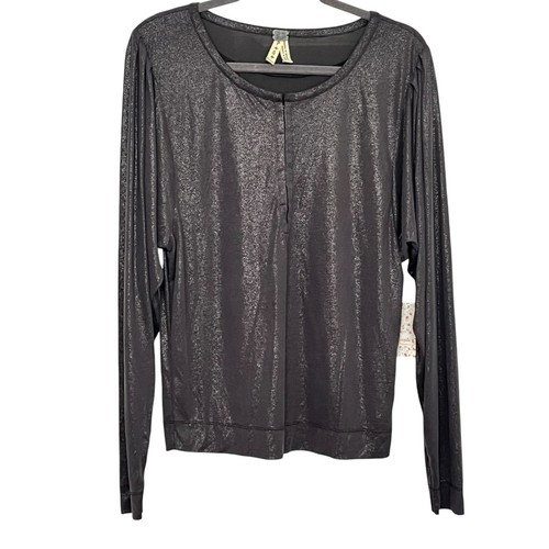 Camisa We The Free Tuxy Vibes Metálica Cuello en V Manga Larga Gris Oscuro Gancho Ojo S - Imagen 1 de 8