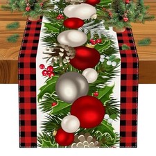 Christmas Table Runner 72 Inches Long,Red Buffalo 13 x 72 Inch Red and Black