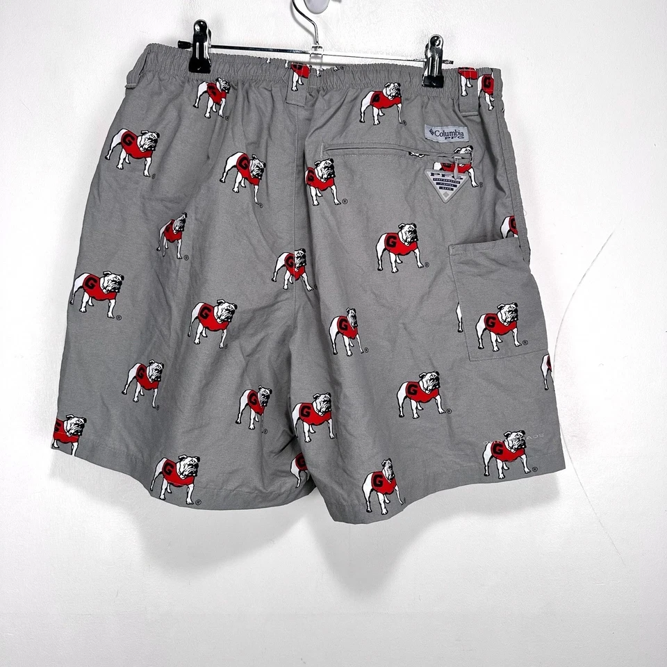 Georgia Bulldogs Columbia PFG Swim Trunks Shorts Men Medium Gray All Over Print - Image 3 of 4