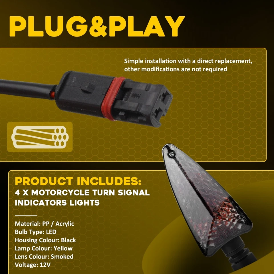 4X Front/Rear LED Turn Signal Light Amber For BMW HP4 S1000R G450X F700GS R1250R - Image 2 of 4