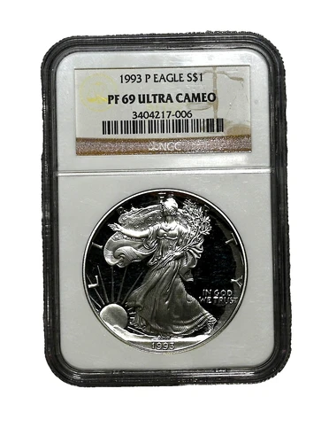 1993-P  $1 American Silver Eagle Proof NGC PF69UC Brown Label
