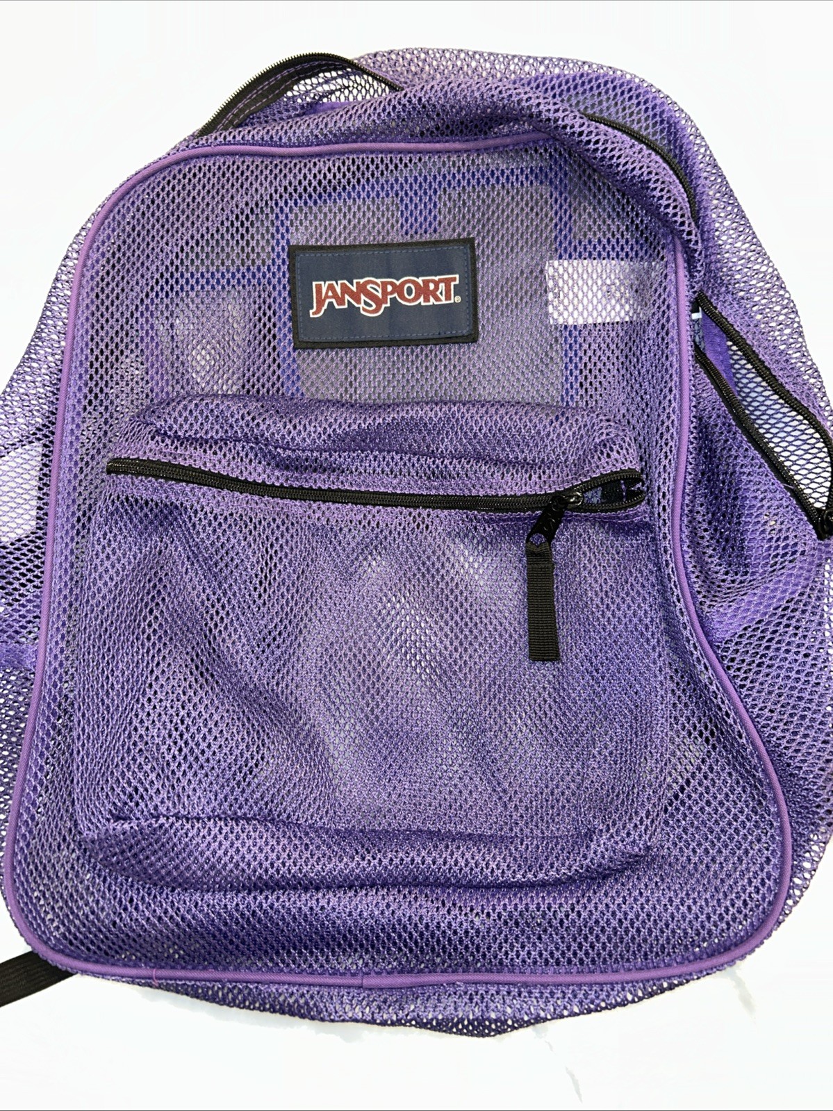 JanSport Mesh Net Backpack Bag Purple Book Beach School Swim See Through