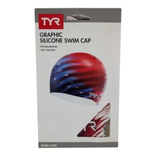 NEW TYR Swimming Silicone Swim Cap Patriotic USA Red White Blue Hypoallergenic