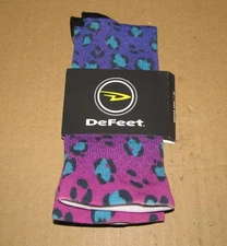 Defeet Purple Leopard Cycling Socks Size Large NEW