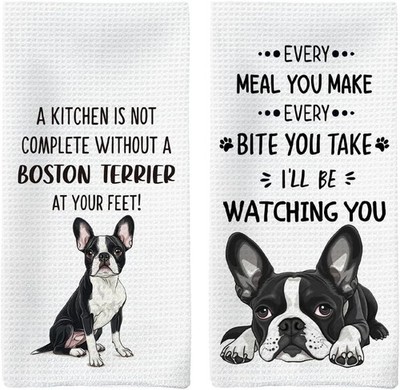 Boston Terrier Gifts Kitchen Towels Set of 2 Boston Terrier Gifts for Women