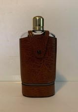 Vintage Style Glass Whisky Flask Leather Exte...