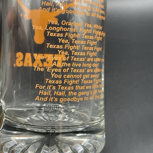 Vintage University of Texas Longhorn Fight Song Glass Beer Mug 6.75" Tall - Picture 6 of 10