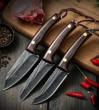 3 Pcs Kitchen Knives Set Handmade HAND FORGED CARBON STEEL CHEF KNIFE Set Knives
