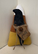 6" Handmade Primitive Fall Halloween Crow  Candy Corn with Tag