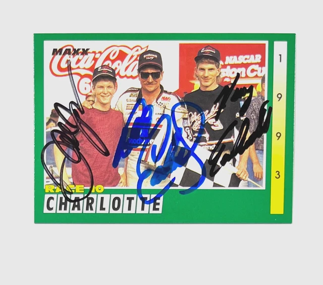 Dale Earnhardt, Dale Jr & Kerry Earnhardt NASCAR 1993 Maxx handsigniert signed