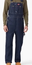 Dickies Bib Overalls Mens Size 38 x 34 Indigo Denim Work Jeans NEW With TAGS