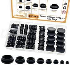 125PCS 8 Sizes Black Rubber Plugs for Round Holes Silicone Plugs 1" 3/4" 5/8"...