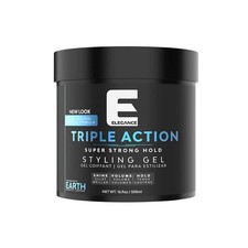 Triple Action Hair Gel for All Hair Types - Strong Hold, Volume, Shine, 8.45oz