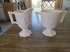 Vintage Jeannette Shell Pink Milk Glass Pear Pattern Creamer & Sugar Bowl Set