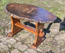Handmade Rustic Vintage Wooden Coffee Table Oval Tree Trunk Side Table 