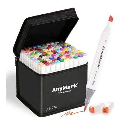 Anymark Alcohol Markers Brush Tip, 100+1 Colors Dual Tip Brush & Chisel Alcohol-