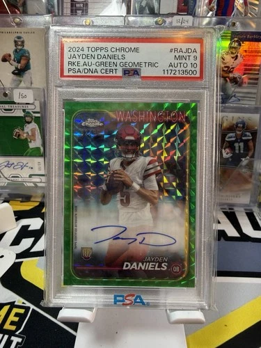 2024 Topps Chrome Jayden Daniels Auto RC Green Geometric Refractor #/99 PSA 9