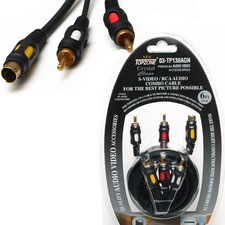 6' Feet 4 pin S-Video 2 RCA Male To Male Audio Combo Cable Gold Plated Connector