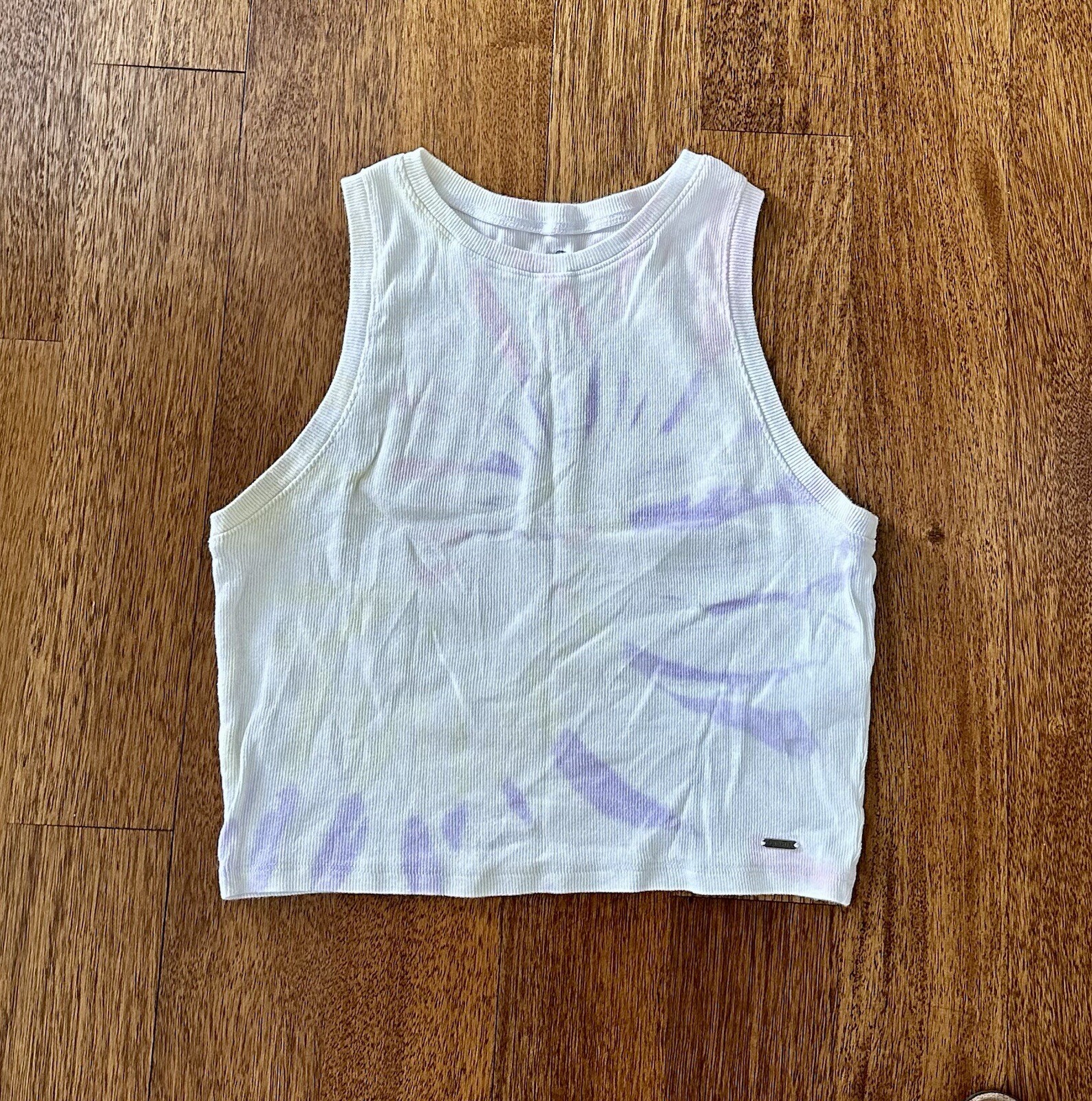 Hollister Tie Dye Tank Crop Large L  Ribbed High Neck