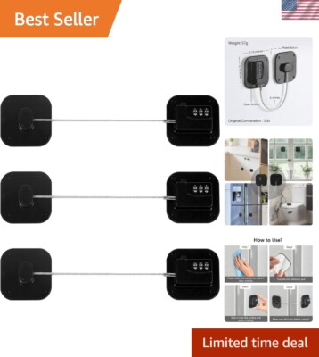 Durable Combination Lock for Refrigerators - No Keys Needed, Easy Install, Black
