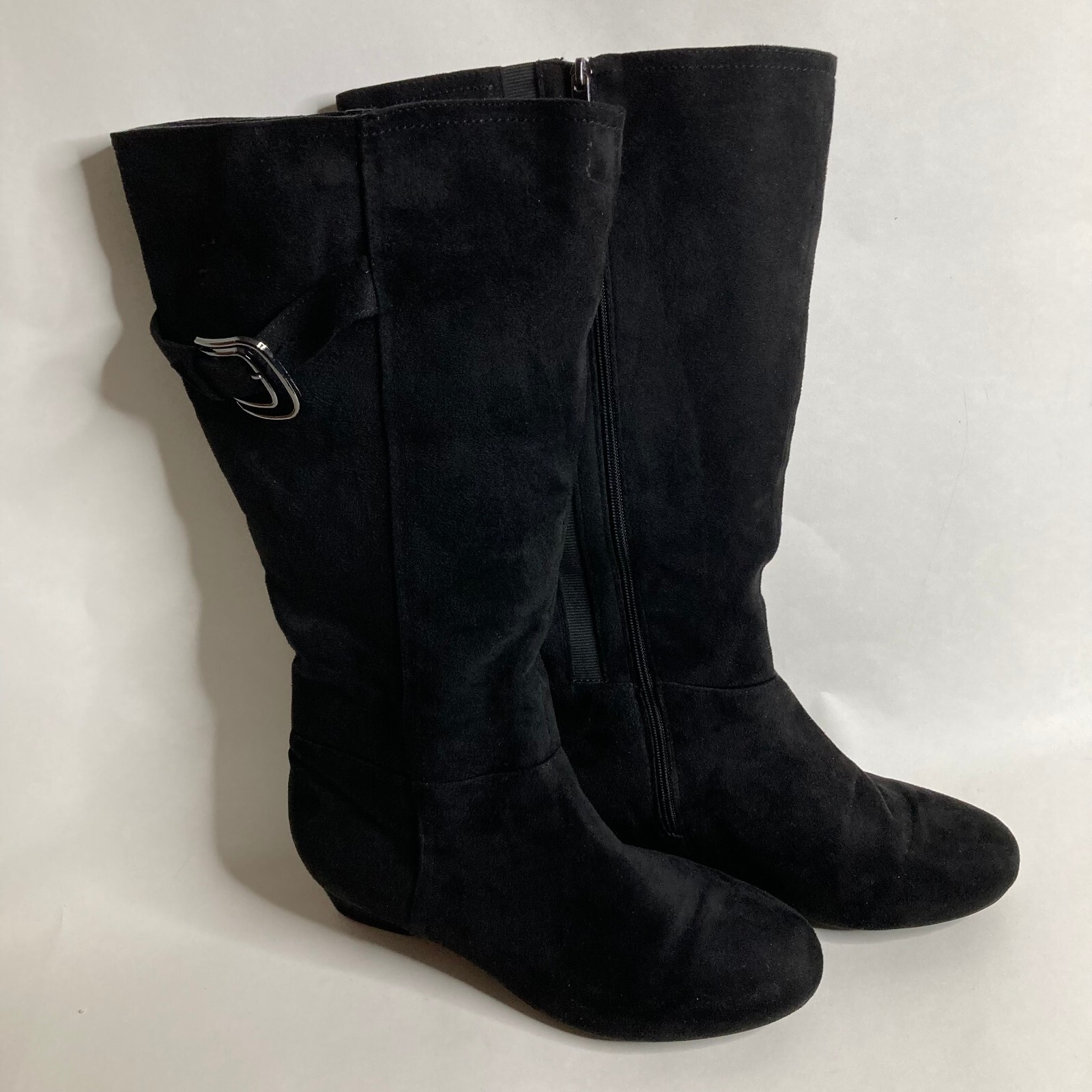 Cloudwalkers By Avenue KNEEHIGH WEDGE Black Suede BOOT Size 12 Extra Wide Calf eBay