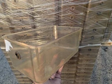 Complete lab mouse cage: bottom, water bottle, wire food/water holder, Allentown