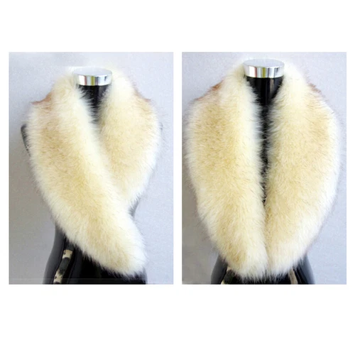 Luxury Fluffy Faux Fox Fur Fur Collar Women Thick Warm Furry Scarf - Bild 10 von 27