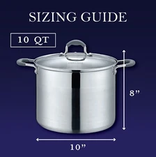 CONCORD Stainless Steel Stock Pot with Glass Lid (Induction Compatible)
